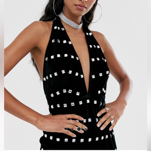 Velvet Mini Embellished Dress - Picture 3 of 4